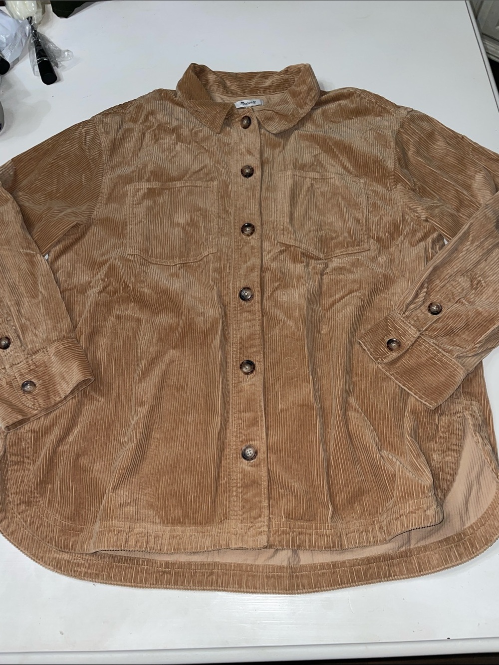 Madewell brown corduroy shacket with pockets size XL